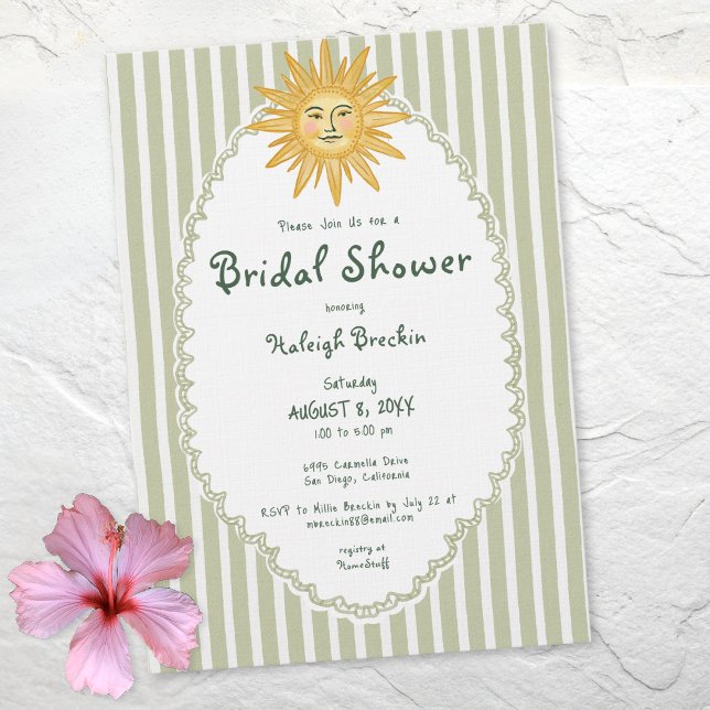 Convites Coastal Chic Whimsical Sun Palm Bridal Shower (Coastal Chic Whimsical Sun Palm Bridal Shower Invitation)