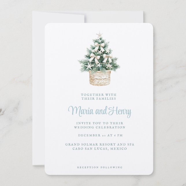 Convites Coastal Christmas Tree | Beach Wedding (Frente)