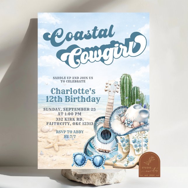 Convites Coastal Cowgirl Birthday Invitation (Criador carregado)