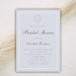 Convites Coastal Nautical Shell Blue White Bridal Shower