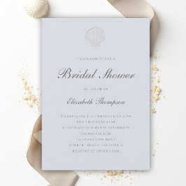 Convites Coastal Nautical Shell Formal Blue Bridal Shower