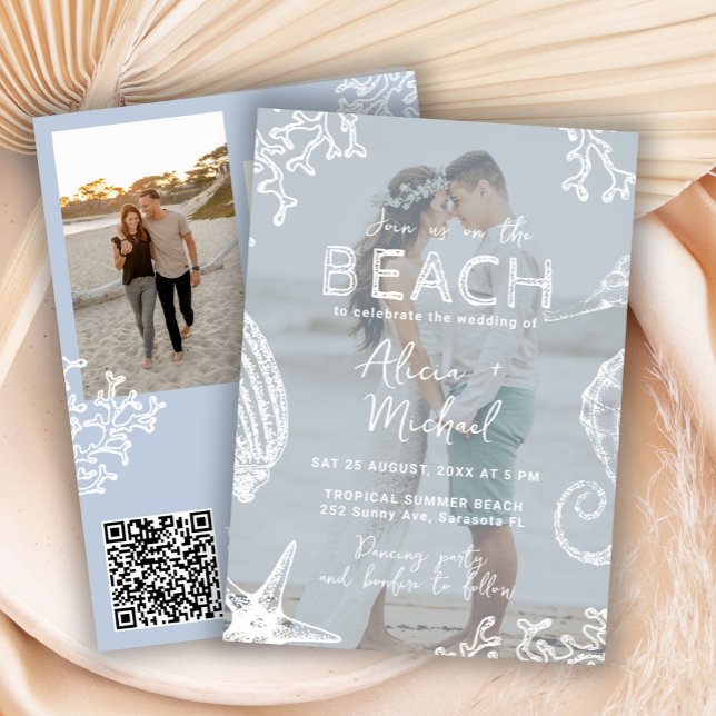 Convites Coastal ocean beach destination wedding all in one (Criador carregado)