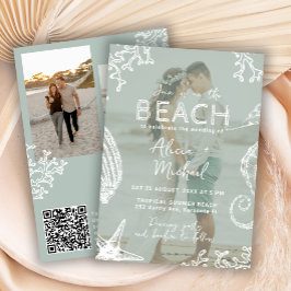 Convites Coastal ocean beach destination wedding all in one