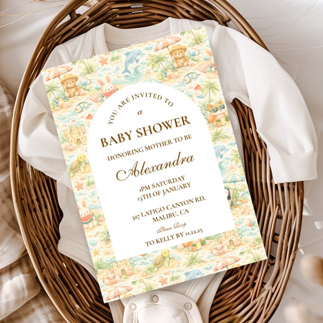 Convites Coastal Pastel Animals Baby Shower (Criador carregado)