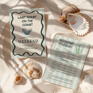 Convites Coastal Shell Seafoam Bachelorette Bash