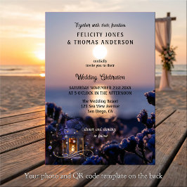 Convites Coastal Sunset Winter Wedding Invitation