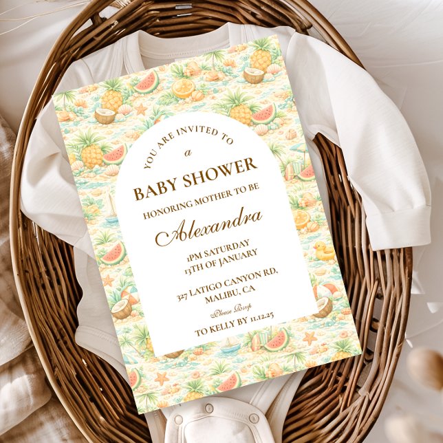 Convites Coastal Tropical Fruits Baby Shower (Criador carregado)