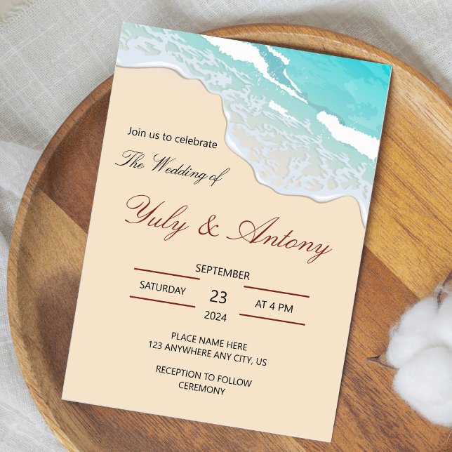 Convites coastal wedding Invitation beach decor (Wedding beach invitation)