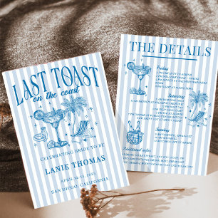 Convites Coasteira Bachelorette Cocktail Blue