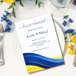 Convites Cobalt Blue and Lemon Yellow Dinner Rehearsal 