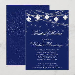 Convites Cobalt Blue Fleur de Lis Lights   Chá de panela