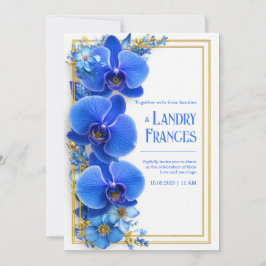 Convites Cobalt Blue Gilded Orchid Botanical Wedding