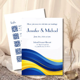 Convites Cobalt Blue & Lemon Yellow All in One Wedding 