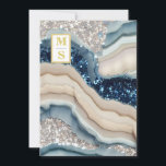 Convites *~ Cobalt Blue QR Ivory Agate AR66 RSVP Casamento<br><div class="desc">(ID de pesquisa AR66 para designs semelhantes, assim como AR2, AR13 e AR26 ) * As INICIAIS / MONOGRAM do casal são exibidas corajosamente neste design de convite de casamento do Marble do Órgão de Geometria Agata. Convite de Casamento - MIDNIGHT COBALT BLUE IVORY Marble / Agate com SILVER GLITTER...</div>