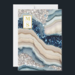 Convites *~ Cobalt Blue QR Ivory Agate AR66 RSVP Casamento<br><div class="desc">(ID de pesquisa AR66 para designs semelhantes, assim como AR2, AR13 e AR26 ) * As INICIAIS / MONOGRAM do casal são exibidas corajosamente neste design de convite de casamento do Marble do Órgão de Geometria Agata. Convite de Casamento - MIDNIGHT COBALT BLUE IVORY Marble / Agate com SILVER GLITTER...</div>