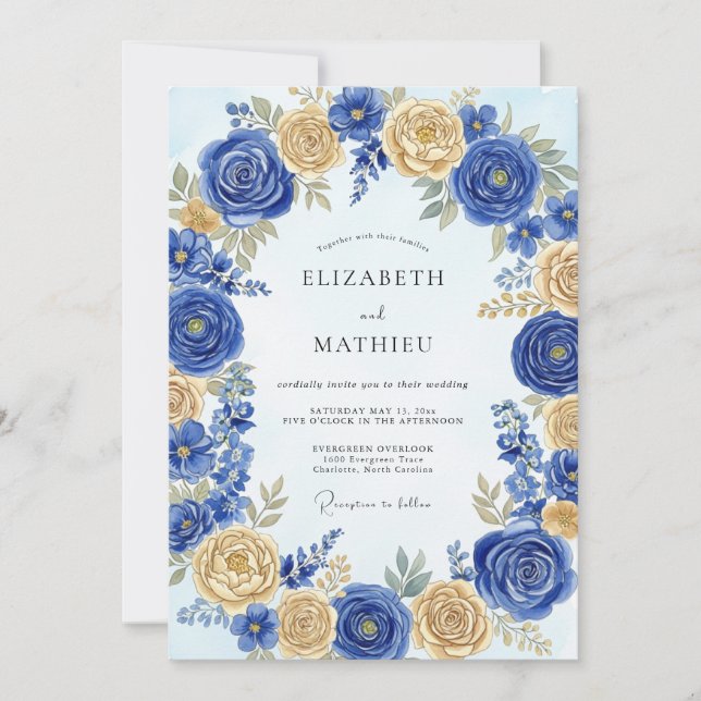 Convites Cobalt Blue Regal Spring Wedding (Frente)