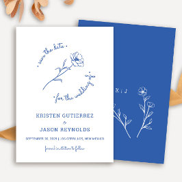 Convites Cobalt Blue Wildflower Save Date (Salvar A Data)