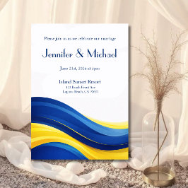 Convites Cobalt Blue & Yellow Modern Wedding 