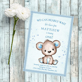 Convites Cobertor Urso Marrom Fofo Para Menino de 1º Aniver