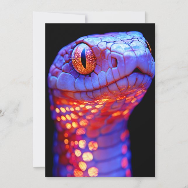Convites Cobra de Neon brilhante com olhos hipnóticos e Sci (Frente)