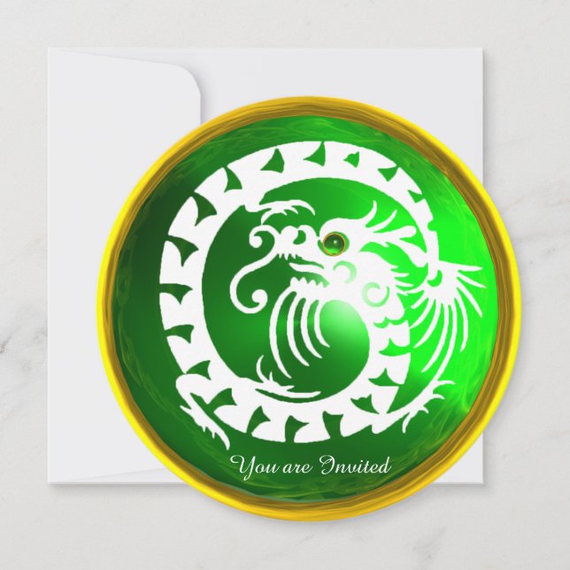 Convites COBRA DRAGÃO Dourado Esmeralda Verde  PEDRA PRECIO (Frente)