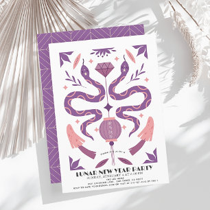 Convites Cobra Roxo 2025 Festa de Ano Novo Lunar/Chinês