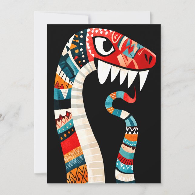 Convites Cobra Tribal Padrão com Cores Negrito e Nitidez (Frente)
