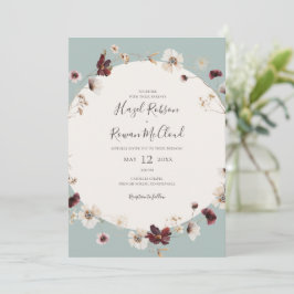 Convites Cobre Burgundy | Casamento Casual Teal