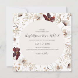 Convites Cobre Burgundy | Casamento quadrado