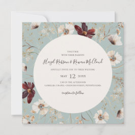 Convites Cobre Burgundy | Casamento Teal Square