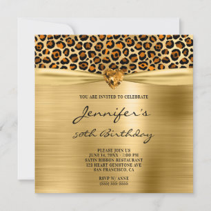 Convites Cobre Dourado Leopardo Folha Gema Coração 50º Aniv