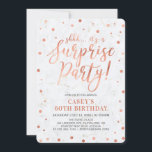 Convites Cobre e mármore | Surpresa 50.a Festa de aniversár<br><div class="desc">Celebre seu dia especial com este modelo na moda moderno de convites de aniversário. Este design apresenta um confete texturizado de cobre chic com fundo de mármore.</div>