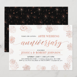 Convites Cobre | Moderno Floral 40º Aniversário de Casament