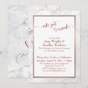 Convites Cobre Nós Casamos Celebração de Mármore Branco