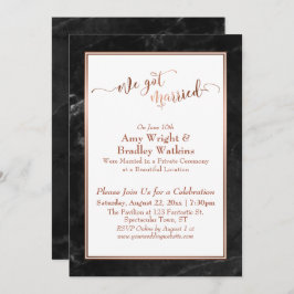 Convites Cobre Nós nos Casamos Black Marble Celebração