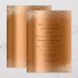 Convites Cobre Rosa Dourado Brilho Folhas Areia Moldura Gla