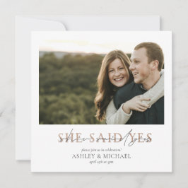 Convites COBRE TYPOGRAPHY Ela Disse Sim Noivado Quadrado
