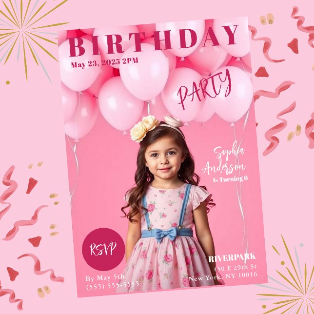 Convites Cobrir da Festa de aniversario de meninas Magazine (Girls Birthday Party Magazine Cover Invitation)