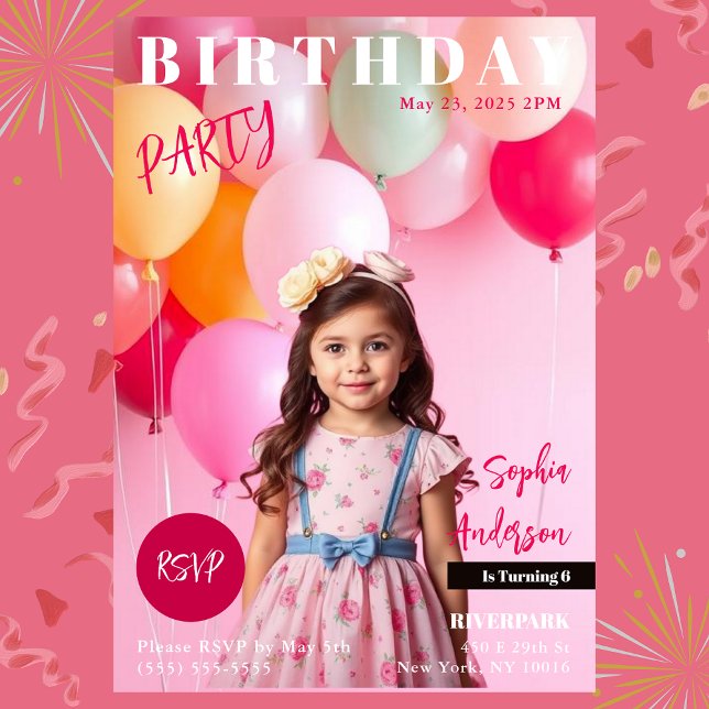 Convites Cobrir da Festa de aniversário Magazine (Pink Birthday Party Magazine Cover Invitation Girls)
