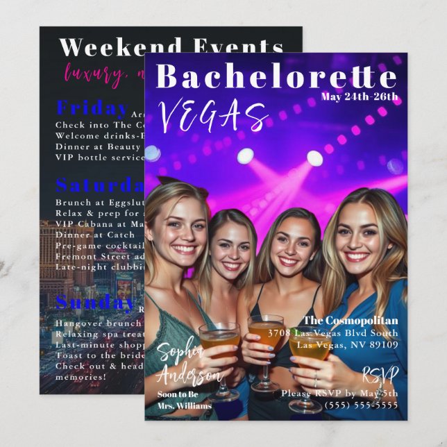 Convites Cobrir da revista Bachelorette Weekend (Frente/Verso)