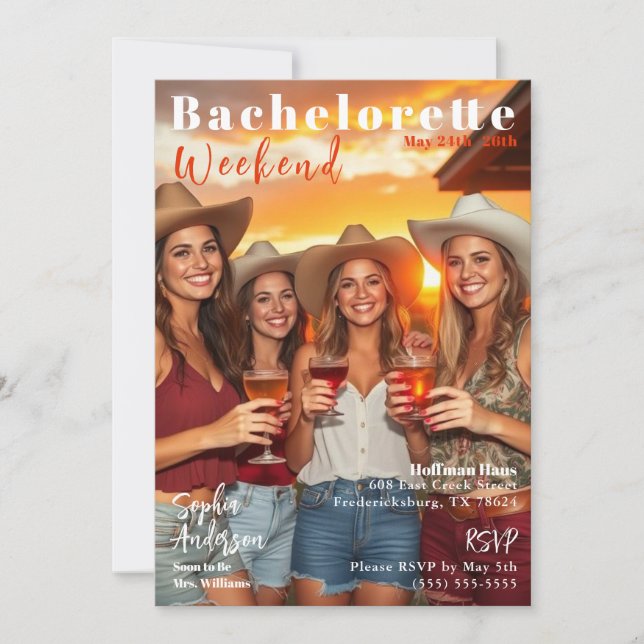 Convites Cobrir da revista Bachelorette Weekend (Frente)