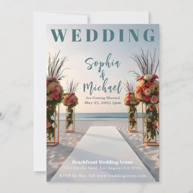 Convites Cobrir da Revista Beachfront Wedding (Frente)