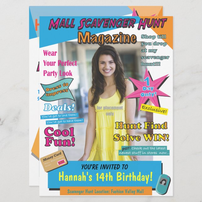 Convites Cobrir da Revista Birthday Hunt Grande Mall Scaven (Frente/Verso)