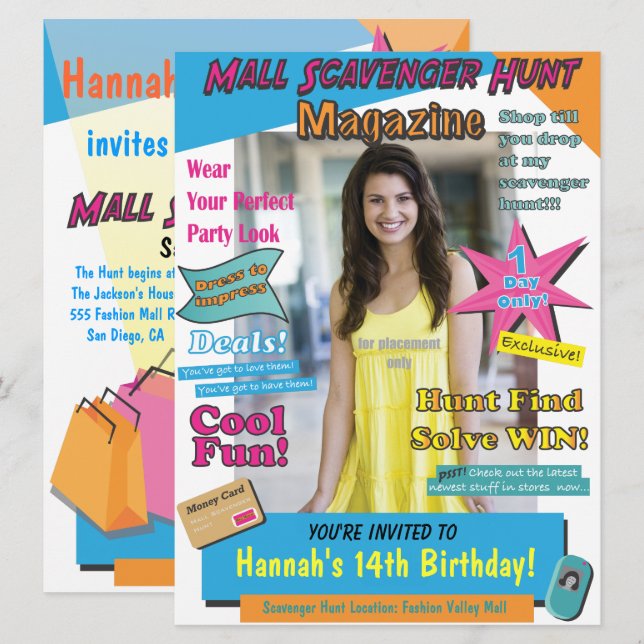 Convites Cobrir da Revista Birthday Hunt Grande Mall Scaven (Frente/Verso)