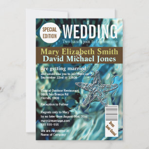 Convites Cobrir da Revista Estrelas de casamento de praia