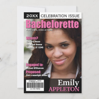 Convites Cobrir da revista Fuchsia Bachelorette Invances