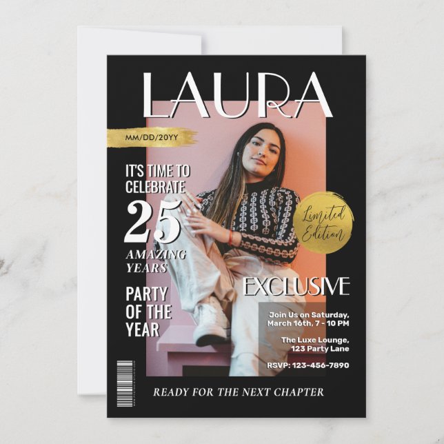 Convites Cobrir da revista personalizada de aniversário mod (Frente)