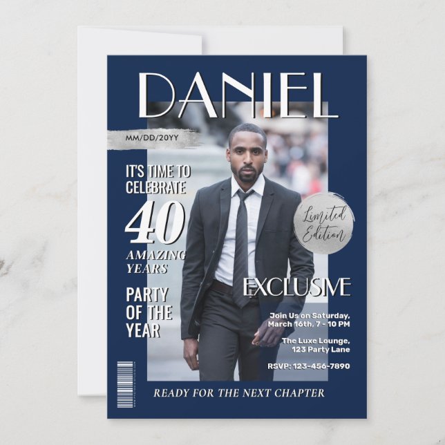 Convites Cobrir da revista personalizada de aniversário mod (Frente)