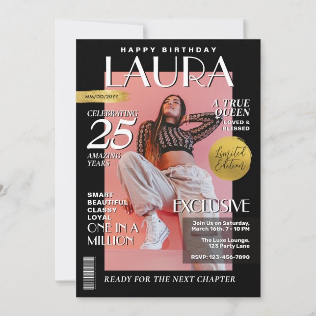 Convites Cobrir da revista personalizada de aniversário mod (Frente)