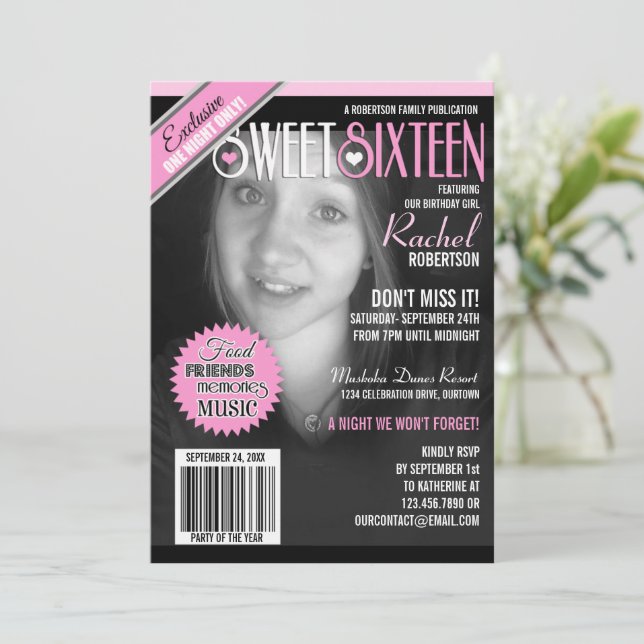 Convites Cobrir da Revista Sweet 16 (Em pé/Frente)